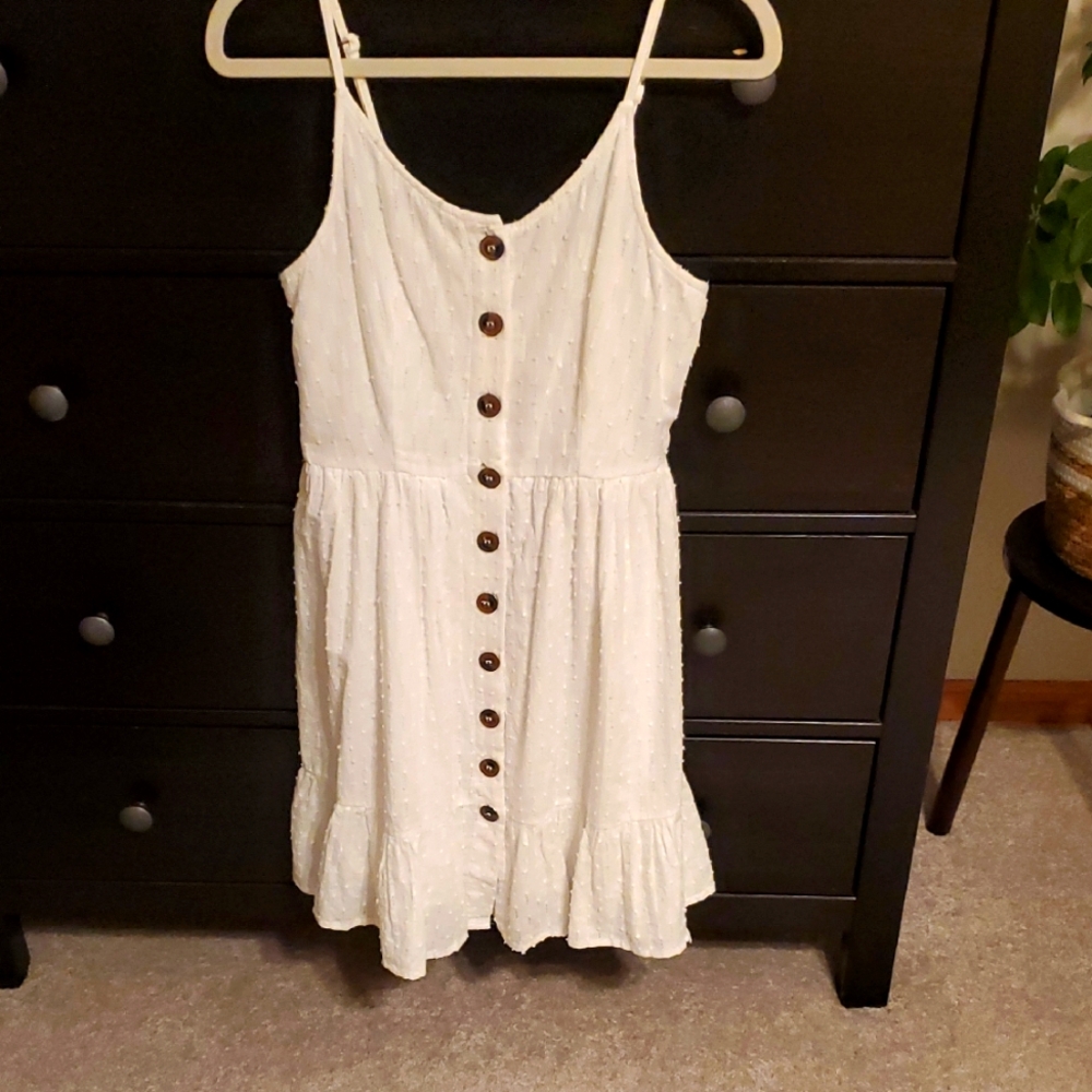 Japna White Button-Front Dress